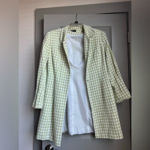 Green and White Houndstooth peacoat